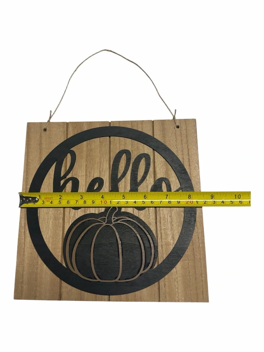 Rustic 'Hello' Pumpkin Fall Wall Sign - Brown & Black